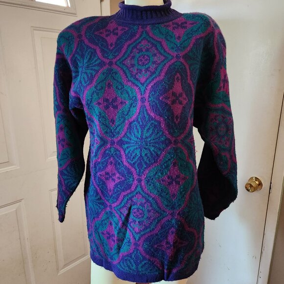 Norton McNaughton Sweaters - Mcnaughton Wear Petites Womens 90s Pullover Sweater Shoulder Pads Purple ReadDsc
